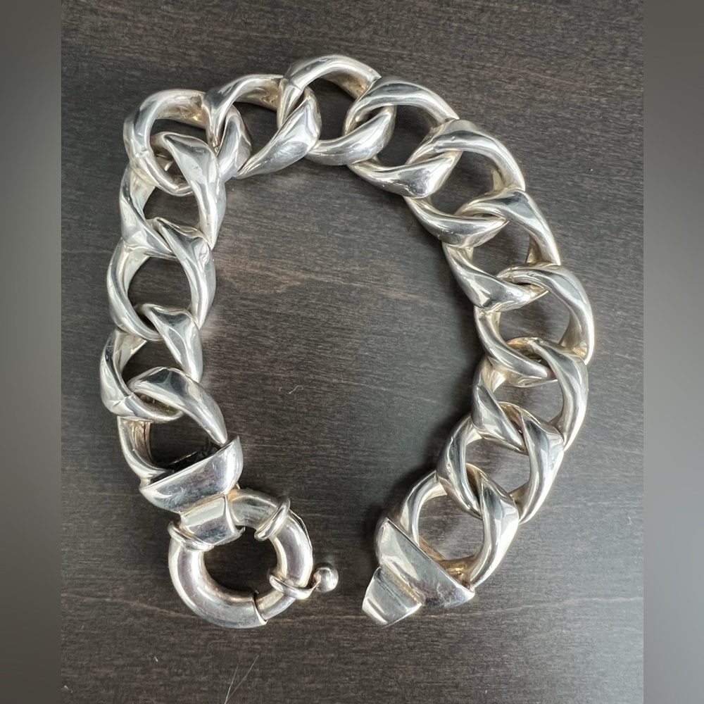 Chunky Sterling Silver Birks Chain Bracelet - Picture 4 of 5